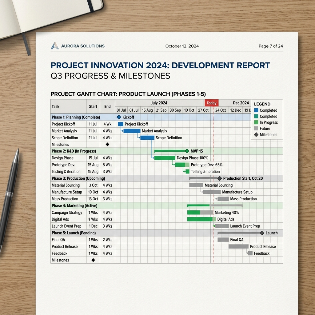 High-quality printed PDF report document image